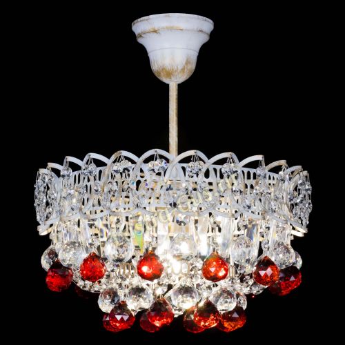 Люстра Астра шар №1 Красная белая в Саратове Гусь Хрустальный