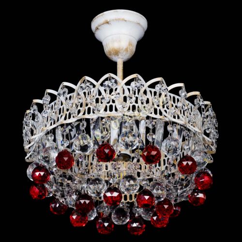 Люстра Астра шар №1 Красная белая в Саратове Гусь Хрустальный