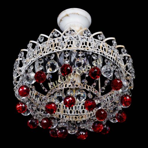 Люстра Астра шар №1 Красная белая в Саратове Гусь Хрустальный