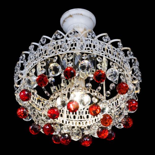 Люстра Астра шар №1 Красная белая в Саратове Гусь Хрустальный