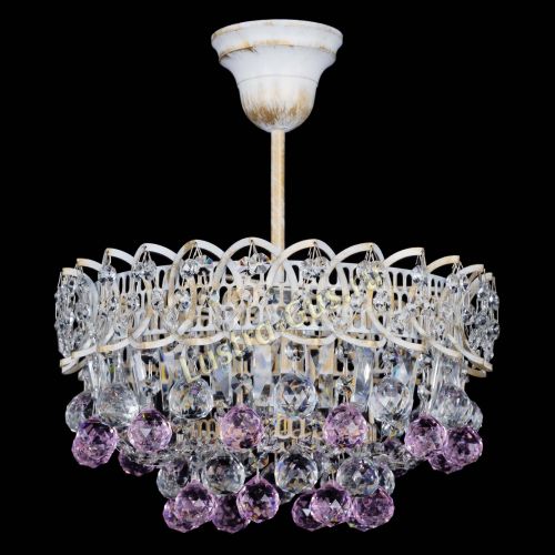 Люстра Астра шар №1 Розовая белая в Саратове Гусь Хрустальный