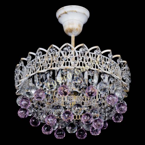 Люстра Астра шар №1 Розовая белая в Саратове Гусь Хрустальный