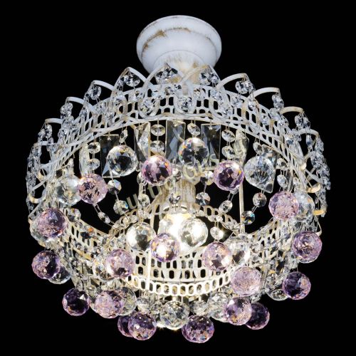 Люстра Астра шар №1 Розовая белая в Саратове Гусь Хрустальный