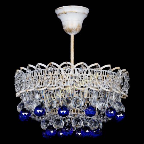 Люстра Астра шар №1 Синяя белая в Саратове Гусь Хрустальный