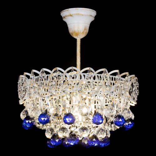 Люстра Астра шар №1 Синяя белая в Саратове Гусь Хрустальный