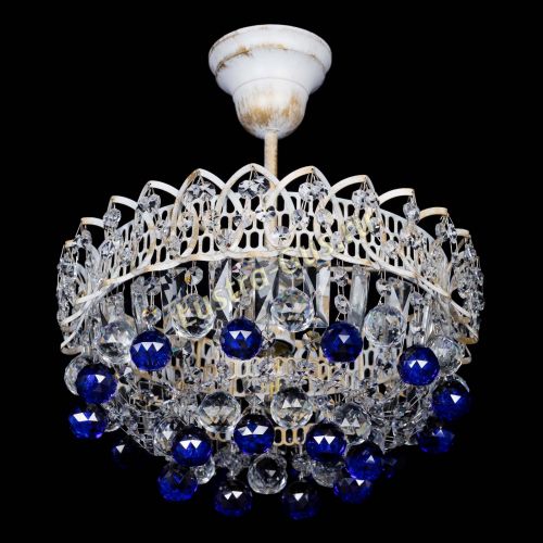 Люстра Астра шар №1 Синяя белая в Саратове Гусь Хрустальный