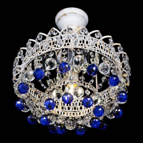 Люстра Астра шар №1 Синяя белая в Саратове Гусь Хрустальный