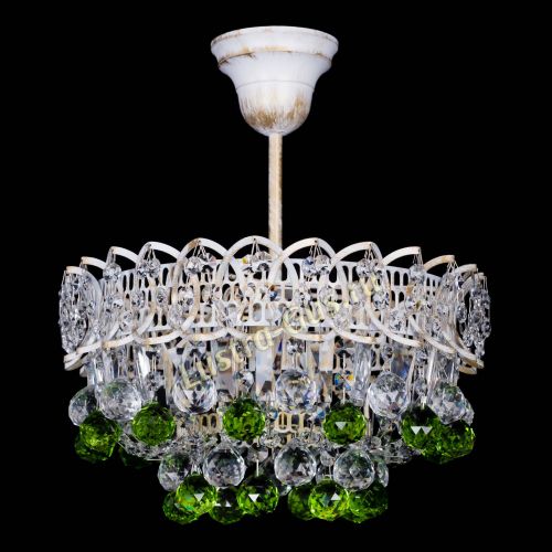 Люстра Астра шар №1 Зеленая белая в Саратове Гусь Хрустальный