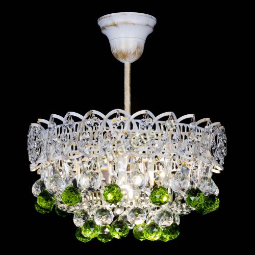 Люстра Астра шар №1 Зеленая белая в Саратове Гусь Хрустальный