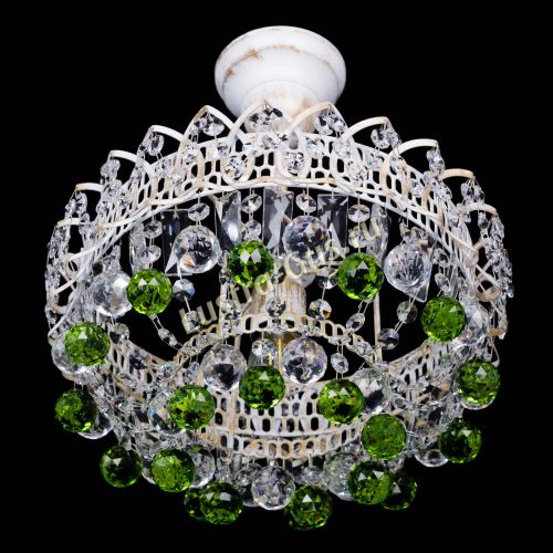 Люстра Астра шар №1 Зеленая белая в Саратове Гусь Хрустальный