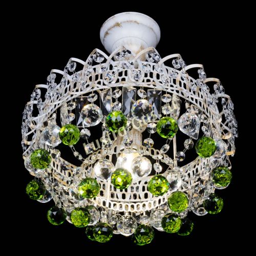 Люстра Астра шар №1 Зеленая белая в Саратове Гусь Хрустальный