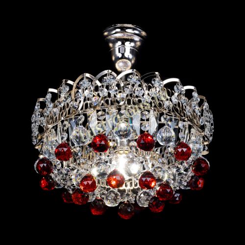Люстра Астра шар красная 1 лампа в Саратове Гусь Хрустальный