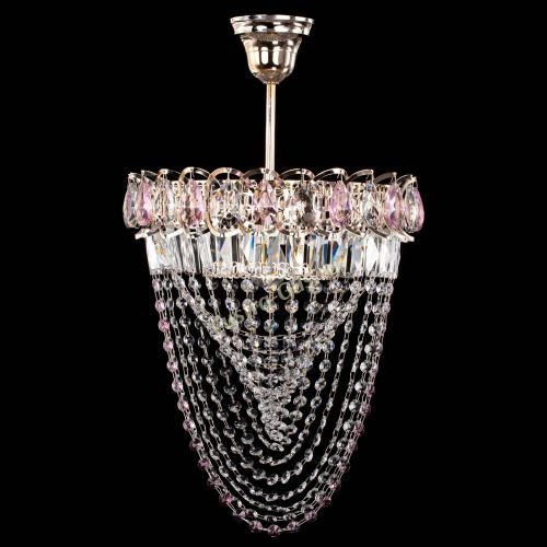 Люстра Астра Водоворот с подвесом №1 розовая в Саратове Гусь Хрустальный