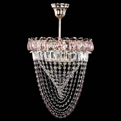 Люстра Астра Водоворот с подвесом №1 розовая в Саратове Гусь Хрустальный