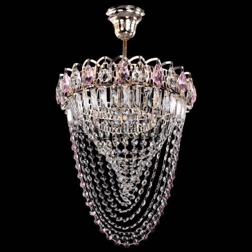 Люстра Астра Водоворот с подвесом №1 розовая в Саратове Гусь Хрустальный