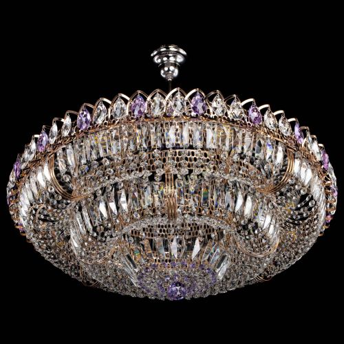 Люстра Двойное кольцо пластинка с подвесом Фиолетовая в Саратове Гусь Хрустальный