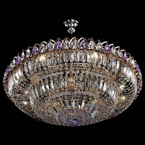 Люстра Двойное кольцо пластинка с подвесом Фиолетовая в Саратове Гусь Хрустальный
