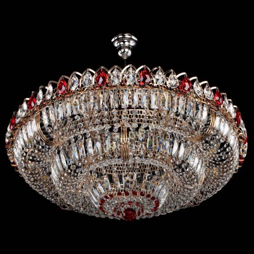 Люстра Двойное кольцо пластинка с подвесом Красная в Саратове Гусь Хрустальный