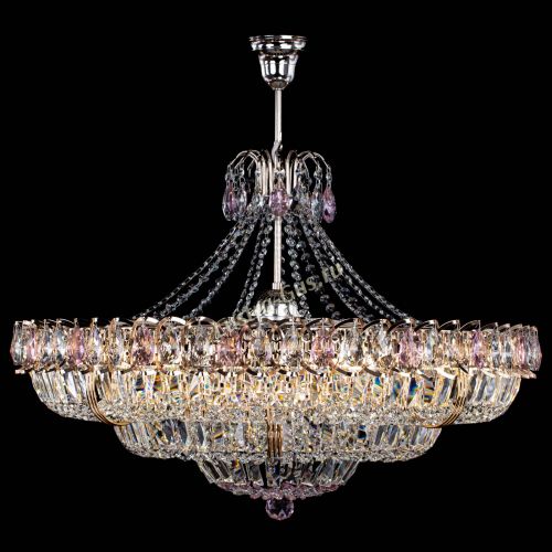 Люстра Двойное кольцо пластинка с подвесом Розовая в Саратове Гусь Хрустальный