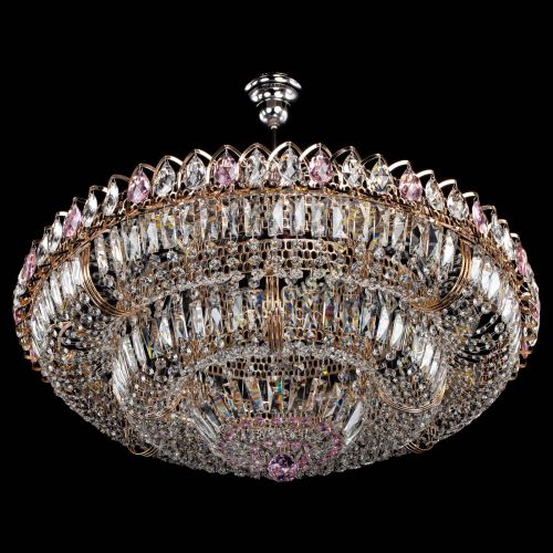 Люстра Двойное кольцо пластинка с подвесом Розовая в Саратове Гусь Хрустальный