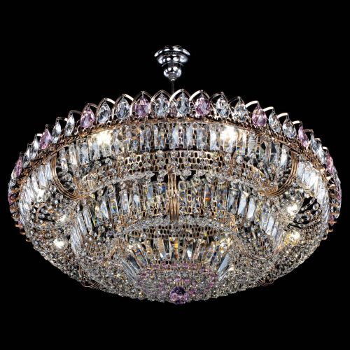 Люстра Двойное кольцо пластинка с подвесом Розовая в Саратове Гусь Хрустальный