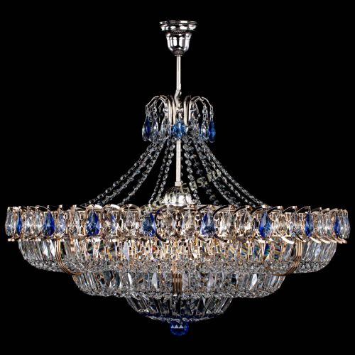 Люстра Двойное кольцо пластинка с подвесом Синяя в Саратове Гусь Хрустальный