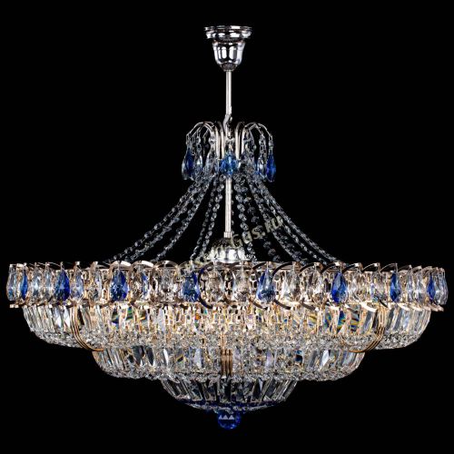 Люстра Двойное кольцо пластинка с подвесом Синяя в Саратове Гусь Хрустальный