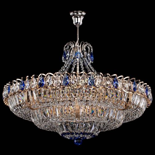 Люстра Двойное кольцо пластинка с подвесом Синяя в Саратове Гусь Хрустальный