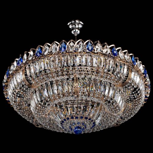 Люстра Двойное кольцо пластинка с подвесом Синяя в Саратове Гусь Хрустальный