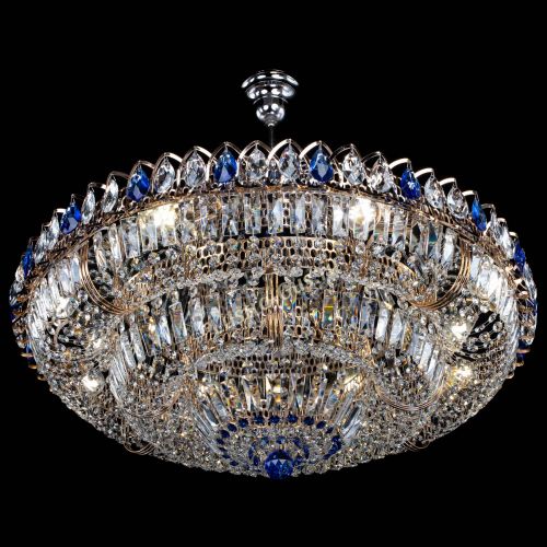 Люстра Двойное кольцо пластинка с подвесом Синяя в Саратове Гусь Хрустальный