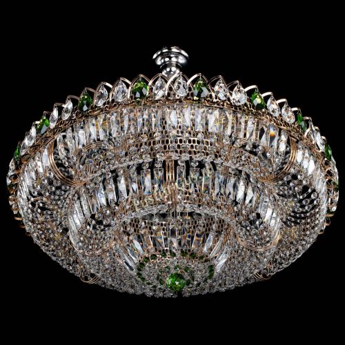 Люстра Двойное кольцо пластинка с подвесом Зеленая в Саратове Гусь Хрустальный