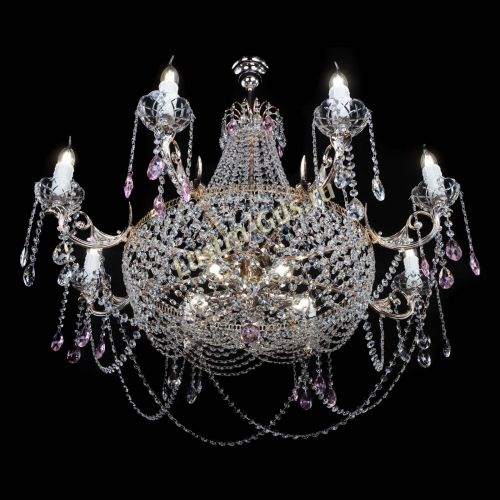 Люстра Елизавета №13 розовая в Саратове Гусь Хрустальный