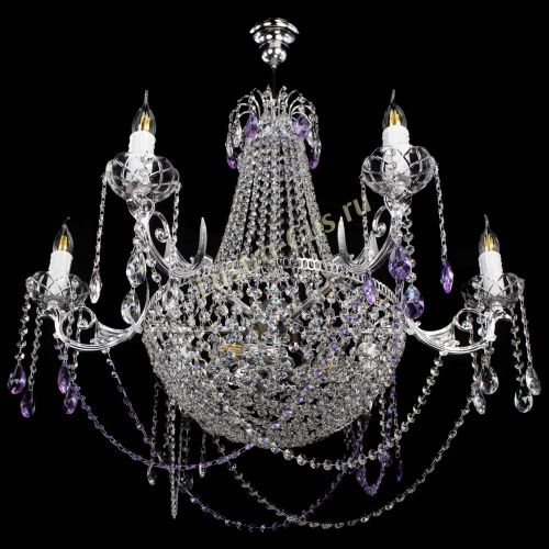 Люстра Елизавета малая №9 фиолетовая в Саратове Гусь Хрустальный