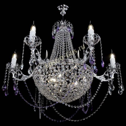 Люстра Елизавета малая №9 фиолетовая в Саратове Гусь Хрустальный