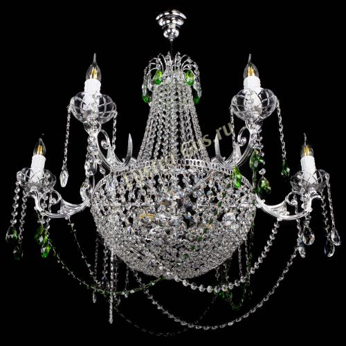 Люстра Елизавета малая №9 зеленая в Саратове Гусь Хрустальный