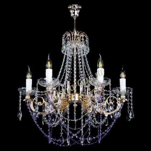 Люстра Елизавета малая Фиолетовая (рожки - металл) в Саратове Гусь Хрустальный