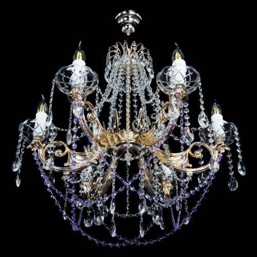 Люстра Елизавета малая Фиолетовая (рожки - металл) в Саратове Гусь Хрустальный