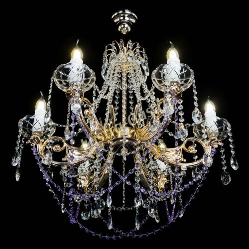 Люстра Елизавета малая Фиолетовая (рожки - металл) в Саратове Гусь Хрустальный