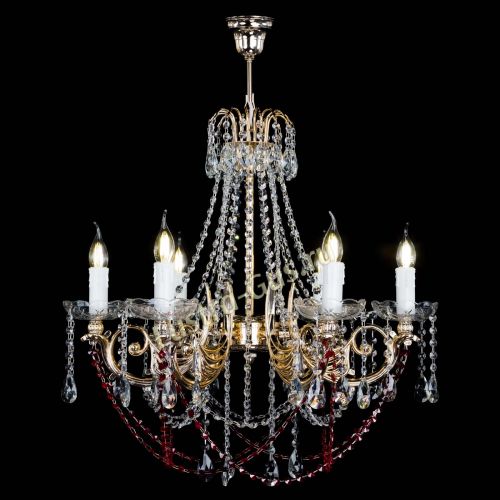 Люстра Елизавета малая Красная (рожки - металл) в Саратове Гусь Хрустальный