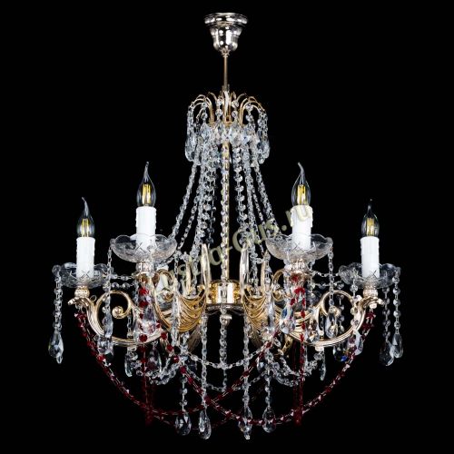 Люстра Елизавета малая Красная (рожки - металл) в Саратове Гусь Хрустальный