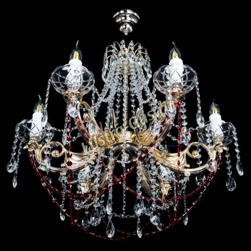 Люстра Елизавета малая Красная (рожки - металл) в Саратове Гусь Хрустальный