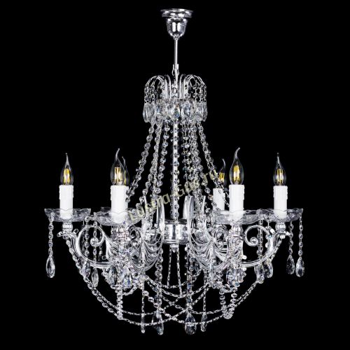 Люстра Елизавета малая в серебре (рожки - металл) в Саратове Гусь Хрустальный