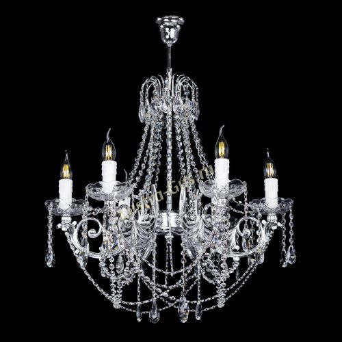 Люстра Елизавета малая в серебре (рожки - металл) в Саратове Гусь Хрустальный