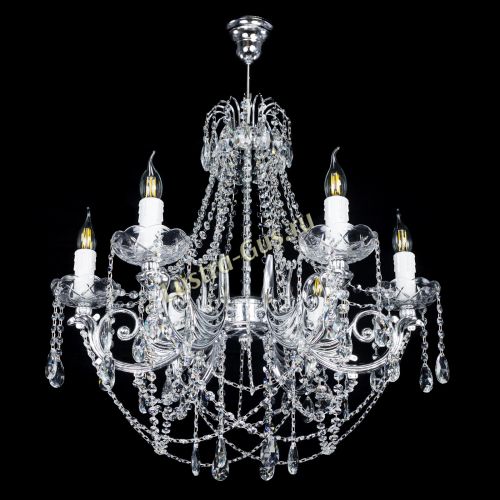 Люстра Елизавета малая в серебре (рожки - металл) в Саратове Гусь Хрустальный