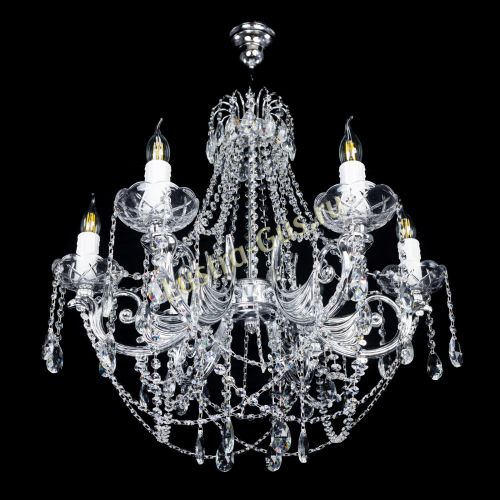 Люстра Елизавета малая в серебре (рожки - металл) в Саратове Гусь Хрустальный