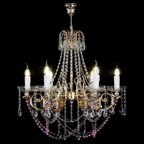 Люстра Елизавета малая Розовая (рожки - металл) в Саратове Гусь Хрустальный