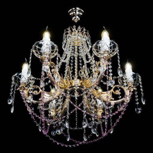 Люстра Елизавета малая Розовая (рожки - металл) в Саратове Гусь Хрустальный