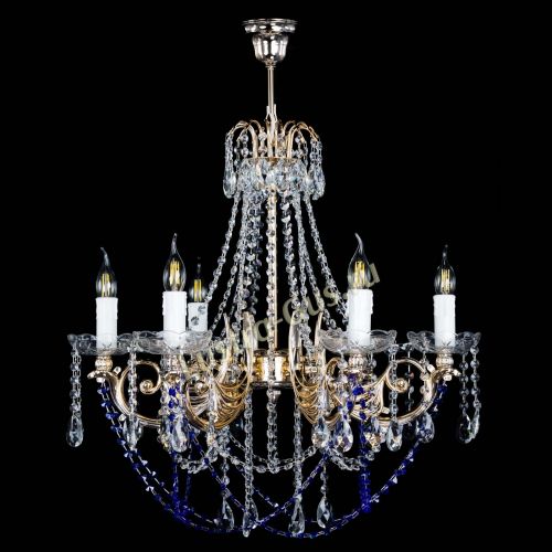 Люстра Елизавета малая Синяя (рожки - металл) в Саратове Гусь Хрустальный