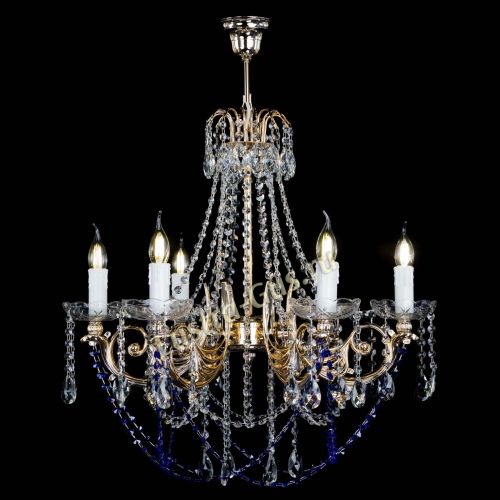 Люстра Елизавета малая Синяя (рожки - металл) в Саратове Гусь Хрустальный