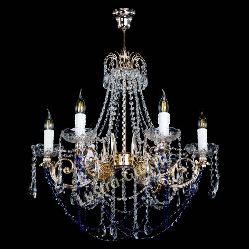 Люстра Елизавета малая Синяя (рожки - металл) в Саратове Гусь Хрустальный